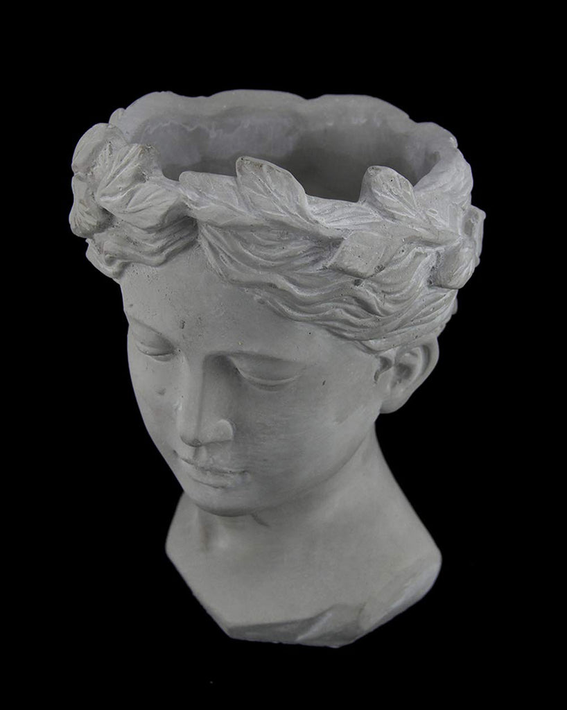 Classic Greek Grey Lady Indoor Outdoor Cement Head Planter
