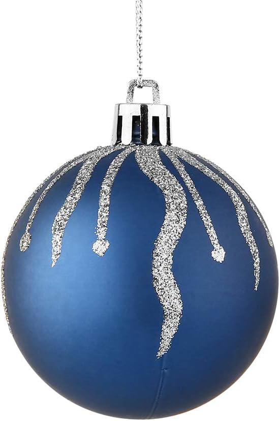 Christmas Ball Ornaments 30ct, 60mm/2.36" Shatterproof Plastic Decorative Xmas Balls Ornaments Set (Blue and Silver)
