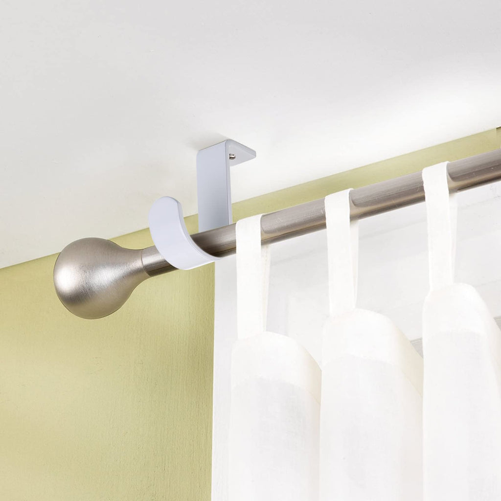3Pcs Ceiling Mount Curtain Rod Brackets for 5/8-1 Inch Rod, White