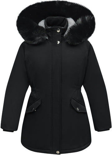 Girls Long Waterproof Winter Coat Kids Warm Hooded Parka