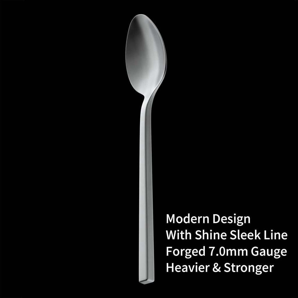 Cube 20-Piece Forged Silverware Set Stainless Steel Flatware Set,Service for 4,Matte Satin Polished Cutlery Set
