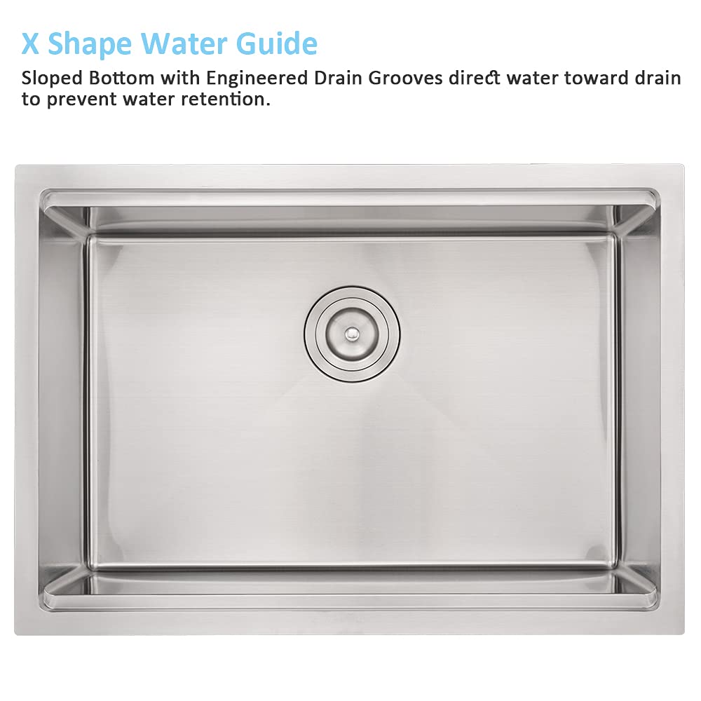 27 Inch Undermount Kitchen Sink, Stainless Steel Workstation Sink