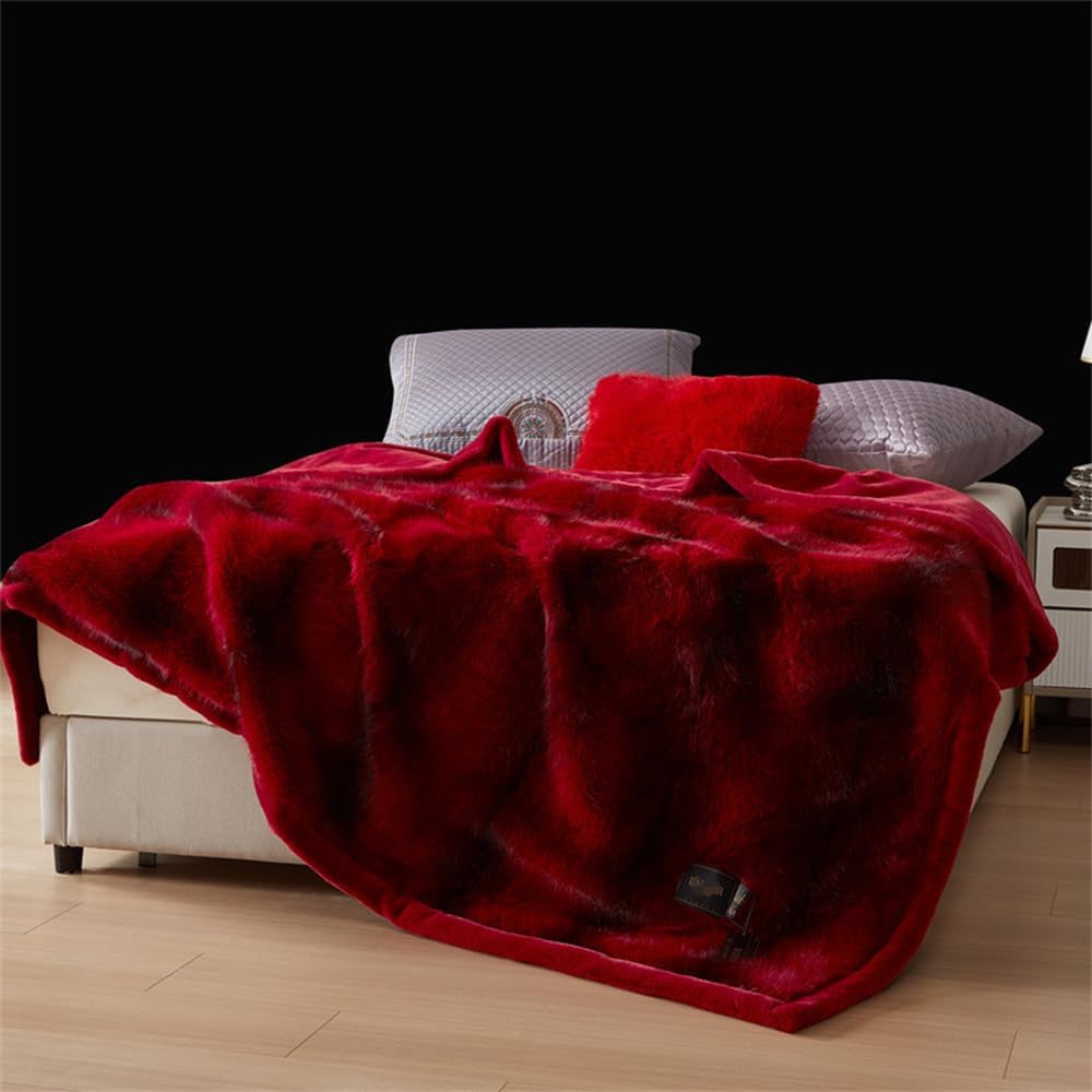 2 Ply Faux Fur Blanket,Heavy Blanket King Size,Heavy Korean Blankets79 X 91"- 11Lbs,Warm Winter Faux Mink