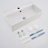 Contemporary 21" X 12" Porcelain Ceramic Wall Mounted Bathroom Vessel Sink, Commercial Rectangular One Hole Bowl Laundry Half Bath Small Bathroom Sink A131-B08N4P9MN7