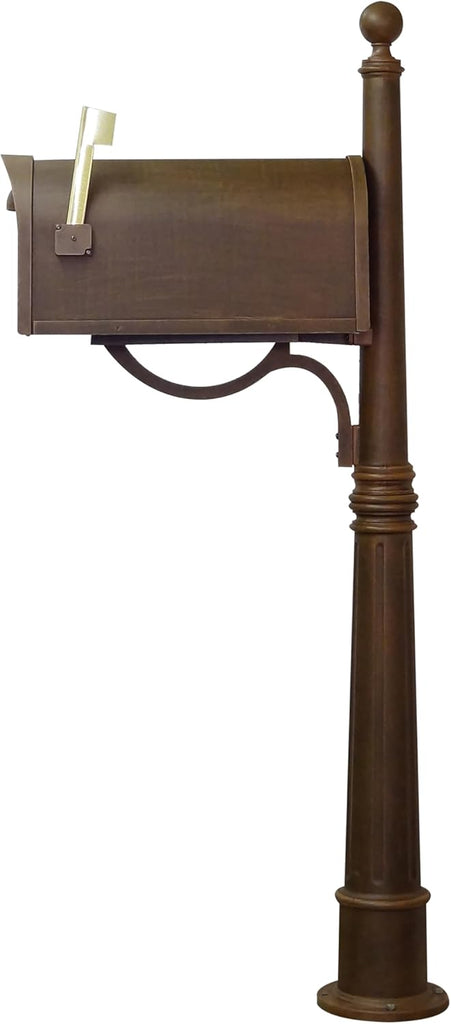 Classic Curbside Mailbox with Aluminum Post - Copper Mailbox with Ashland Post