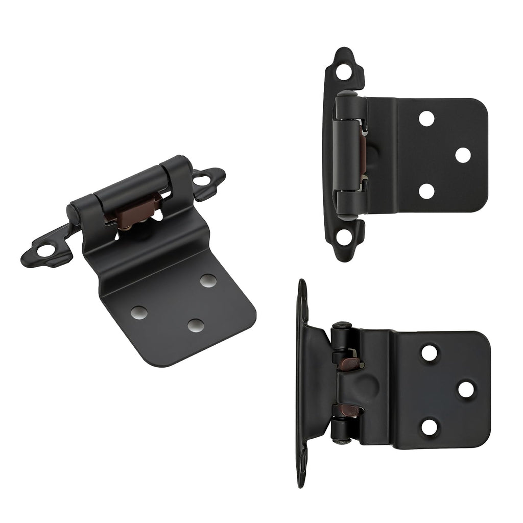 Matte Black Cabinet Hinges, 3/8 Inch Inset, 20 Pack(10Pairs)