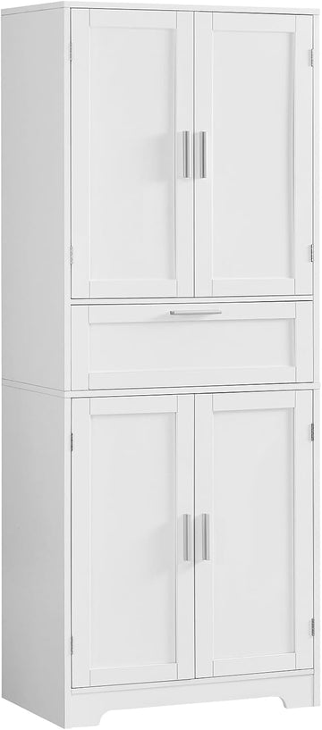 67" Tall Storage Cabinet with Adjustable Shelf & 1 Large Drawer, Pantry Cabinet with 4 Doors, Kitchen Cabinets