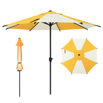 9FT Lyon Outdoor Patio Umbrella Outdoor Table Umbrella with Crank Market Umbrella 8 Sturdy Ribs UV Protection
