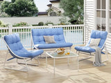 4-Piece Metal Outdoor Patio Furniture Set - Conversation | White for Backyard, Garden & Porch