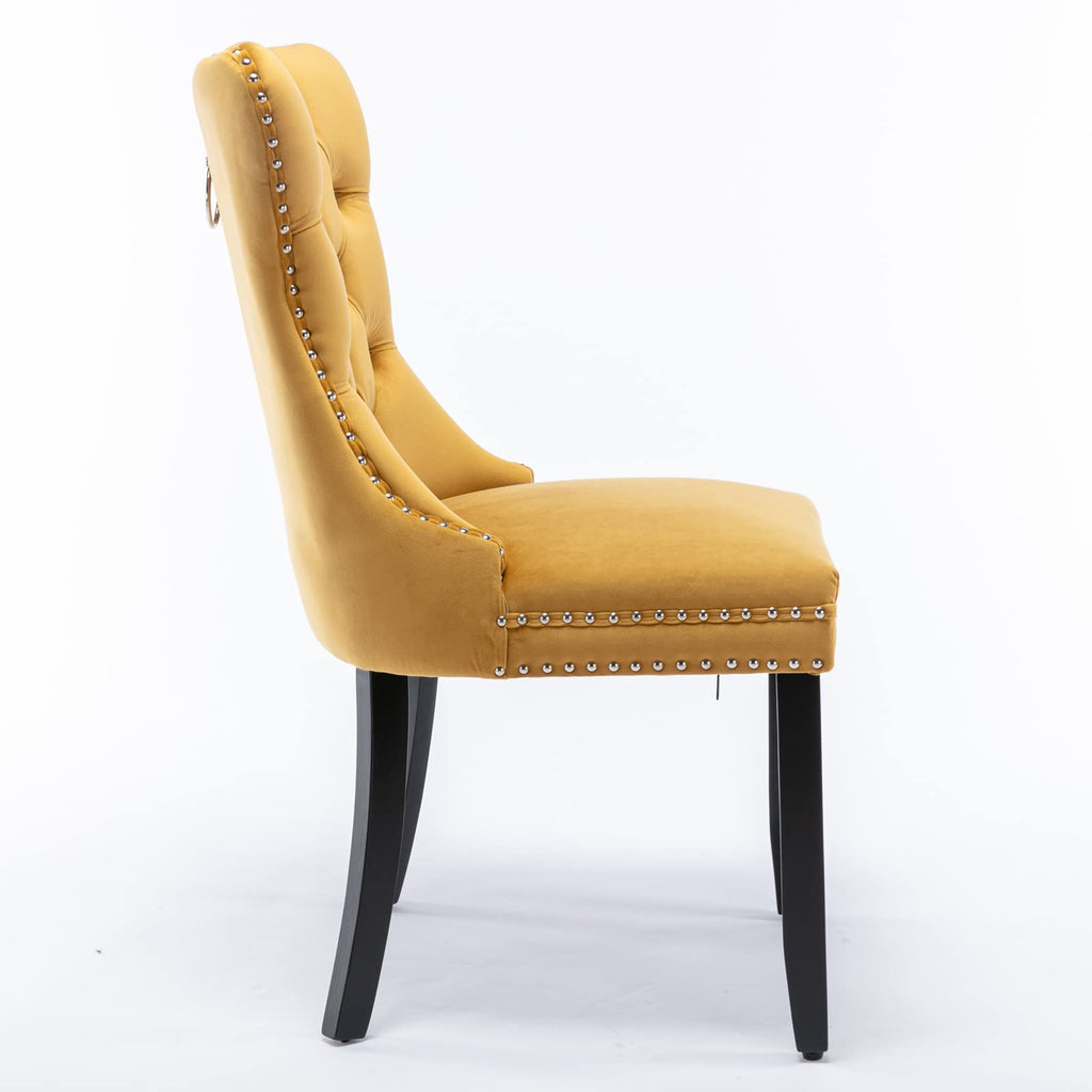 Dining Chairs Set of 4, Velvet Upholstered Kitchen Chair with Nailhead Trim