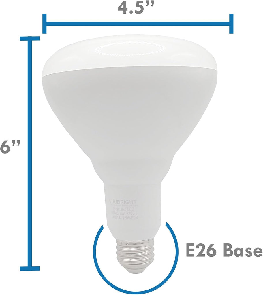 BR40 LED Bulb, E26, 75W Equivalent, 1400 Lumens, Dimmable (Daylight 6500K, 4 Pack)