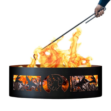 Mans Best Friend Unpainted 12 in. Tall 37 in. Diameter Outdoor Fire Ring with Fire Poker - 37 x 37 x 12