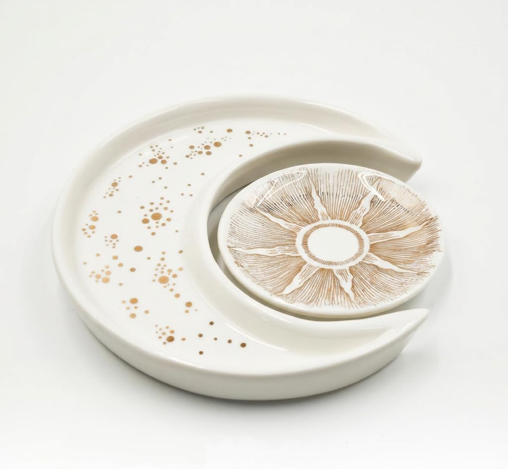 Ceramic Jewelry Dish Tray 2-Pack,Earrings Ring Holder,Small Trinket Plate - Set of 2