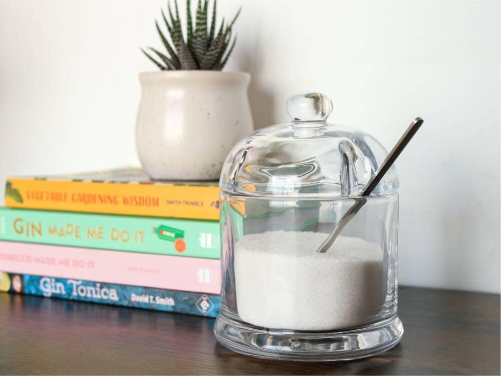 Thick Glass Salt Cellar with Stainless Steel Spoon, Clear Container for Kosher, Sea, Himalayan Salt, Sugar, Pepper