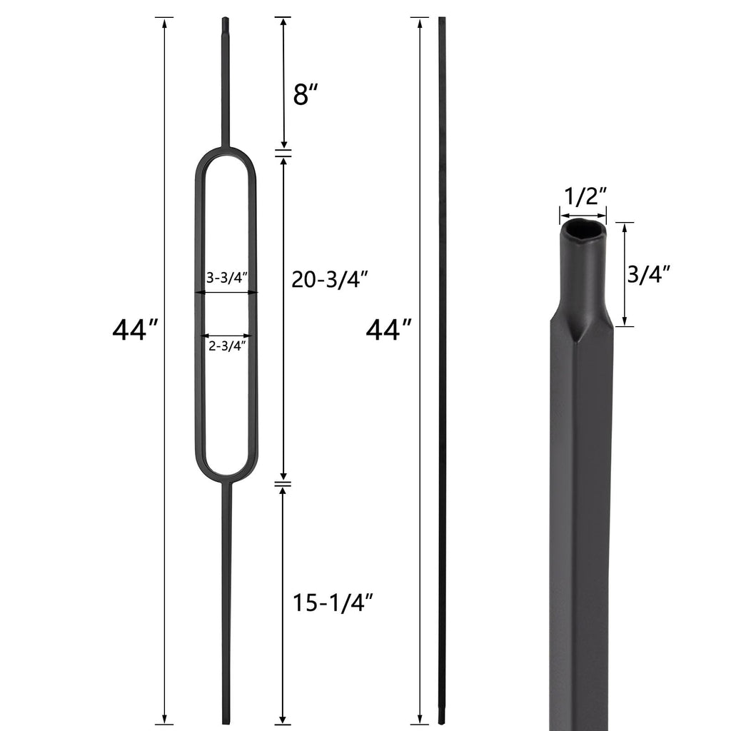 Deck Balusters, 10 Pack Wrought Iron Balusters, 1/2" Deck Railing Stair Metal Deck Spindles, Staircase Baluster W/ 20