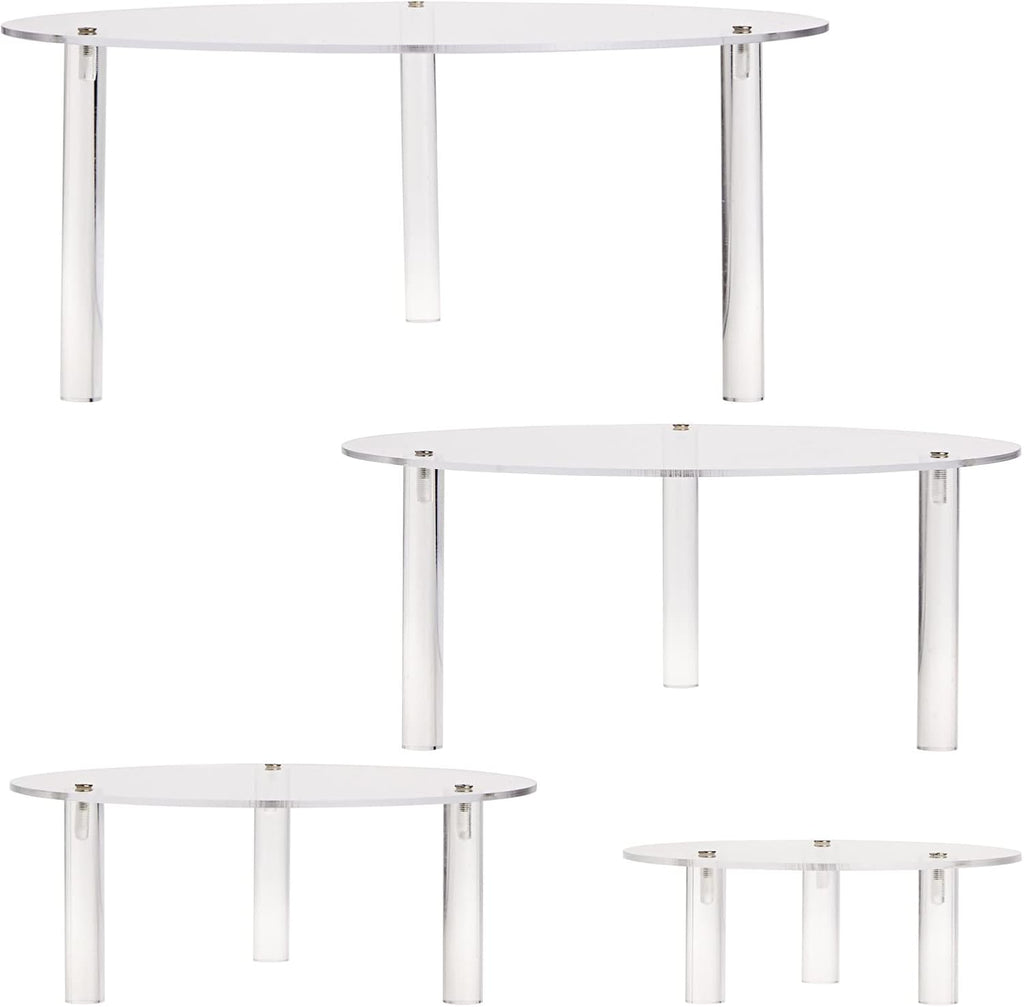 4-Piece Round Acrylic Cake Stand Set - Versatile Dessert Display - Customizable Multi-Tier Buffet Risers - Easy-Store - Set of 4