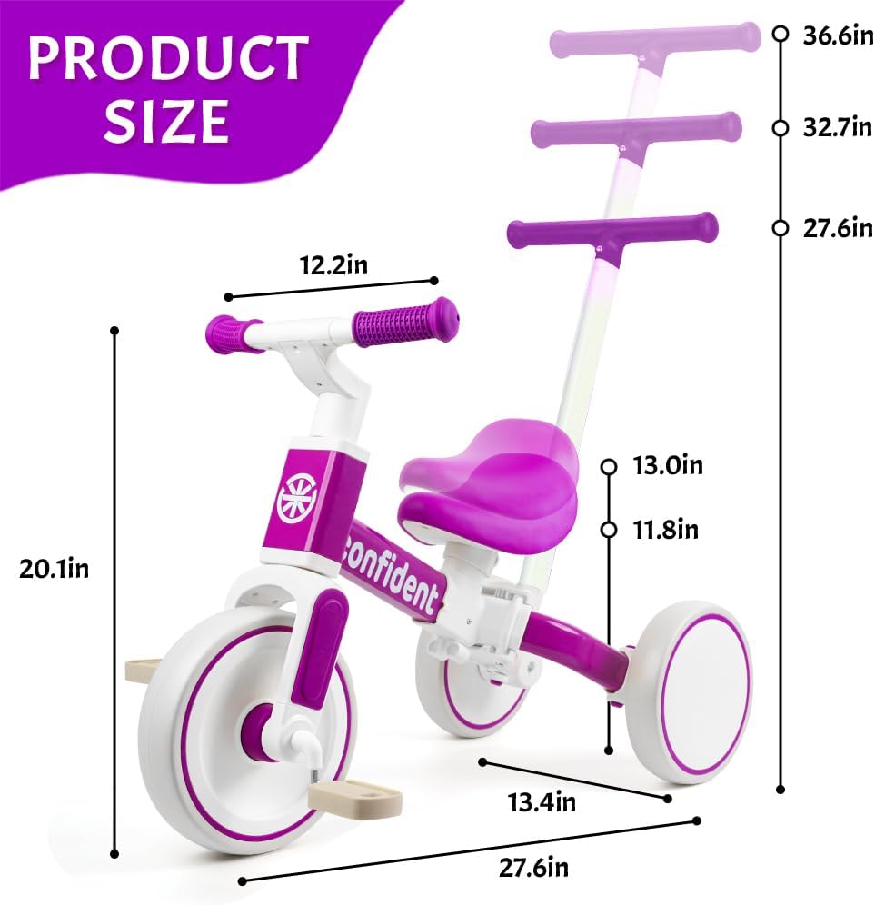 Tricycles for 1-3 Year Olds, 5 in 1 Toddler Balance Bike