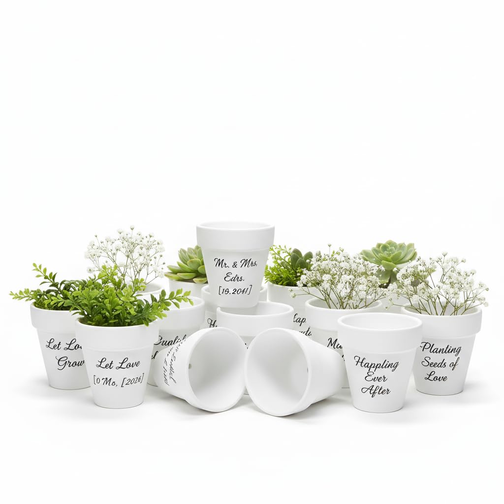 White Terracotta Flower Pots with Drainage Holes, 4 Inches, 24 Pack, Suitable for Planting and Decoration