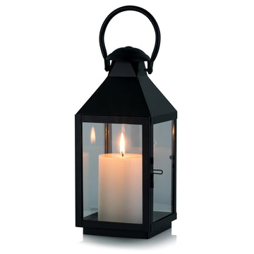 Black Decorative Candle Lantern: Metal Pillar Candle Holders
