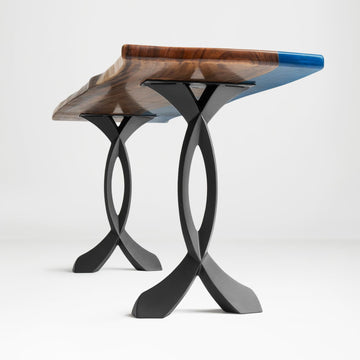 28" H 207 Curva Handcrafted Black Metal Dining Table Base & Legs