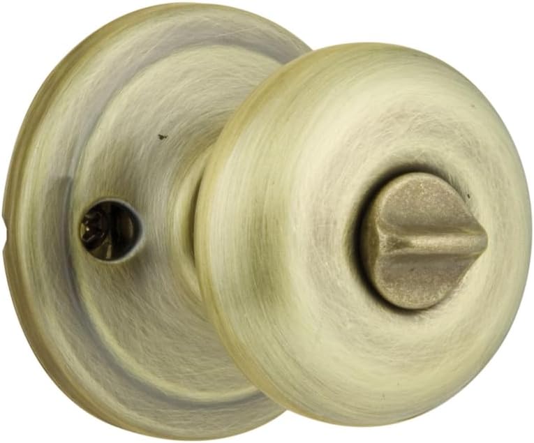 Juno Entry Door Knob with Lock and Key, Secure Keyed Handle Exterior, Front Entrance and Bedroom, Antique Brass, Pick