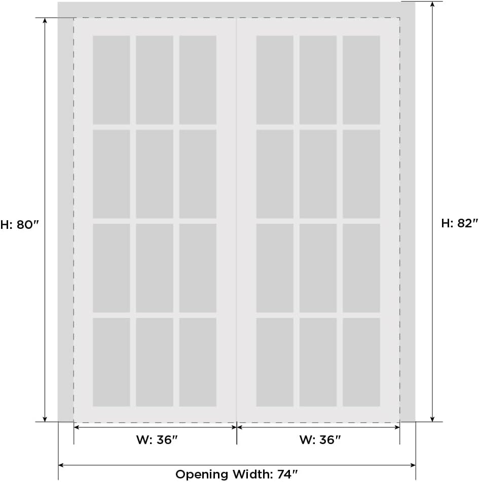 Quadro 4111 | Double Swing Interior French Doors with Glass, MDF, Hardware Included, 72x80, White, M