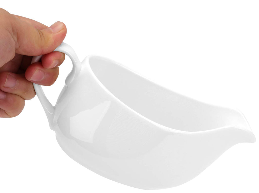 2 Pcs 15 oz Gravy Boat, Ceramic White Easy-Pour Gravy Boat for Dining, Holiday Meals & Parties