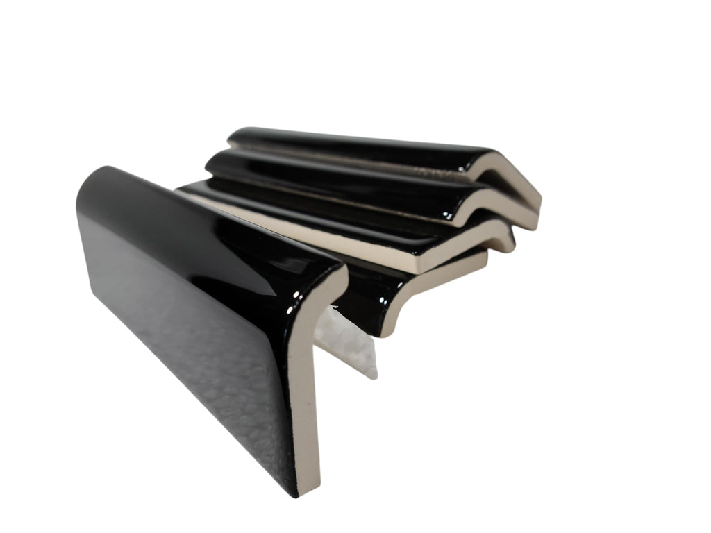 Black 2 x 6 in Ceramic Tile Bullnose Mud Cap Trim Edge 2x6 inch Mudcap Box 5 Piece