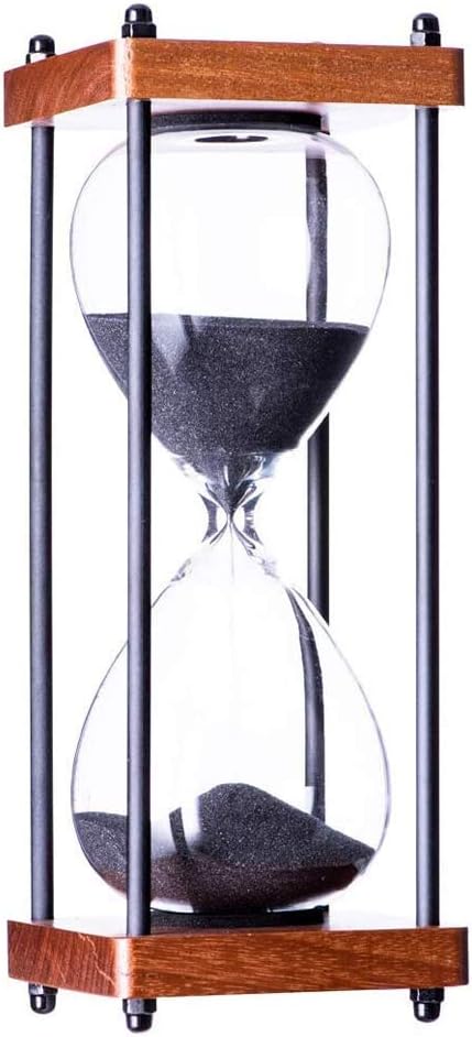 Large Hourglass Timer 60 Minute, Decorative Wooden Sandglass, Black