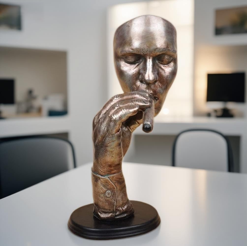 Creative and Abstract Man Figure Figurine Smoking Cigarette, The Thinker Statue & Face Sculptures Home Decor, Exquisite