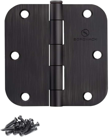 Door Hinges Oil Rubbed Bronze Hinges 3.5 in 5/8" Radius Corners Black Hinge Interior Hinge Hardware 12 Pack