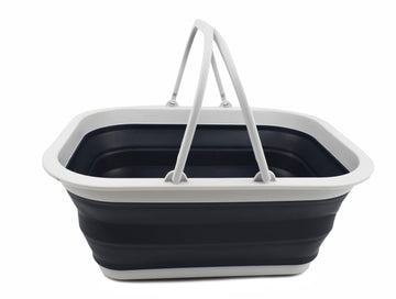 15L (4 Gallon) Collapsible Basket with Handle - Portable Outdoor Picnic Basket/Crate - Foldable Shopping Bag - Space