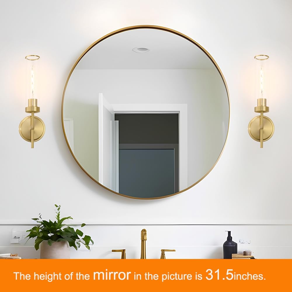 Gold Bathroom Wall Sconces Set of 2, Modern Wall Sconces Set of Two Hardwired, Bathroom Vanity Light Fixtures with