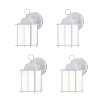 White Outdoor LED Wall Lantern, 4 Packs Outdoor Porch Light Fixture, Aluminum Housing Plus Glass, Wet Location Rated
