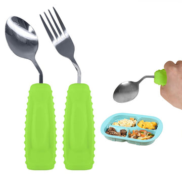 Adaptive Weighted Utensils Set - Spoon and Fork for Hand Tremors, Parkinson's, Elderly, and Arthritis - Adaptive