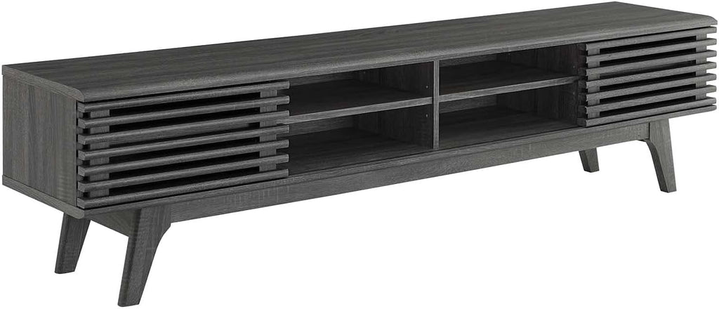 Render Mid-Century Modern Low Profile 70 Inch Media Console TV Stand in Charcoal, 70"