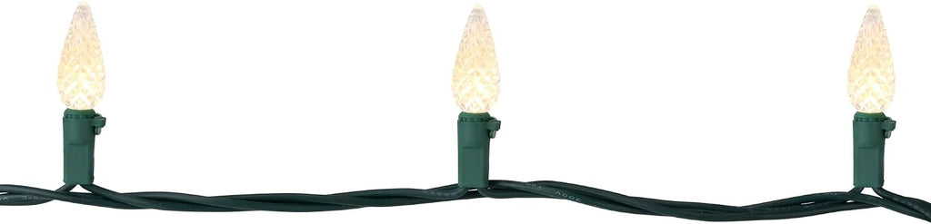 LED Faceted C6 Christmas Light Warm White 66.25' Green Wire
