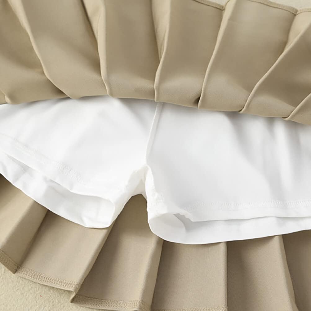 Toddler Baby Girls Pleated Skirt Elastic Waist School Uniform Mini Short Skirt