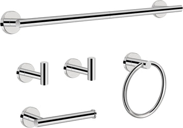5 Pieces Bathroom Hardware Set SUS304 Thicken Stainless Steel-Towel Rack Kit Include 24" Towel Rod + Bath Towel Ring