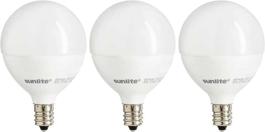 LED G16.5 Globe Light Bulb, 5 Watts (40W Equivalent), 350 Lumens, 2700K Soft White, Dimmable, Candelabra E12