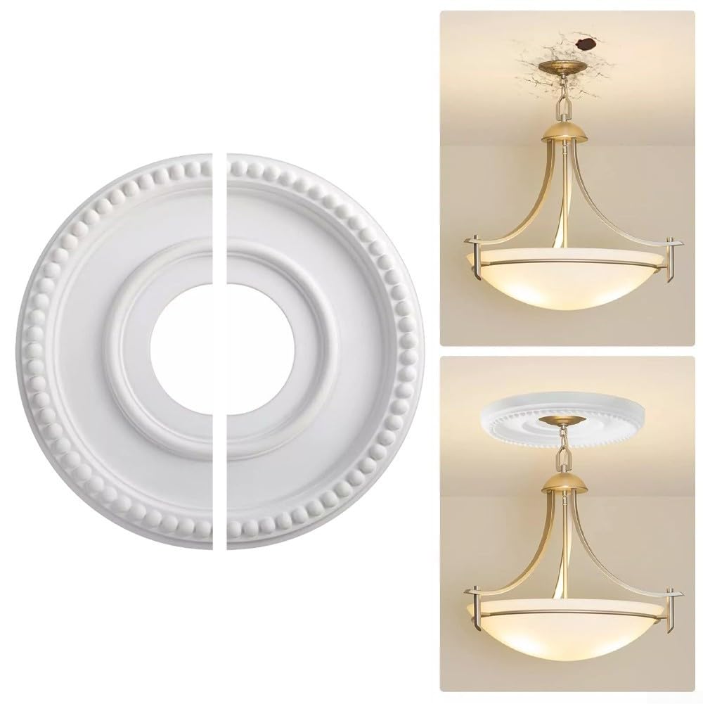 PU Split Ceiling Medallion 315mm Round Medallions Ornament for Chandelier Fan Light Fixture Living Room Bedroom