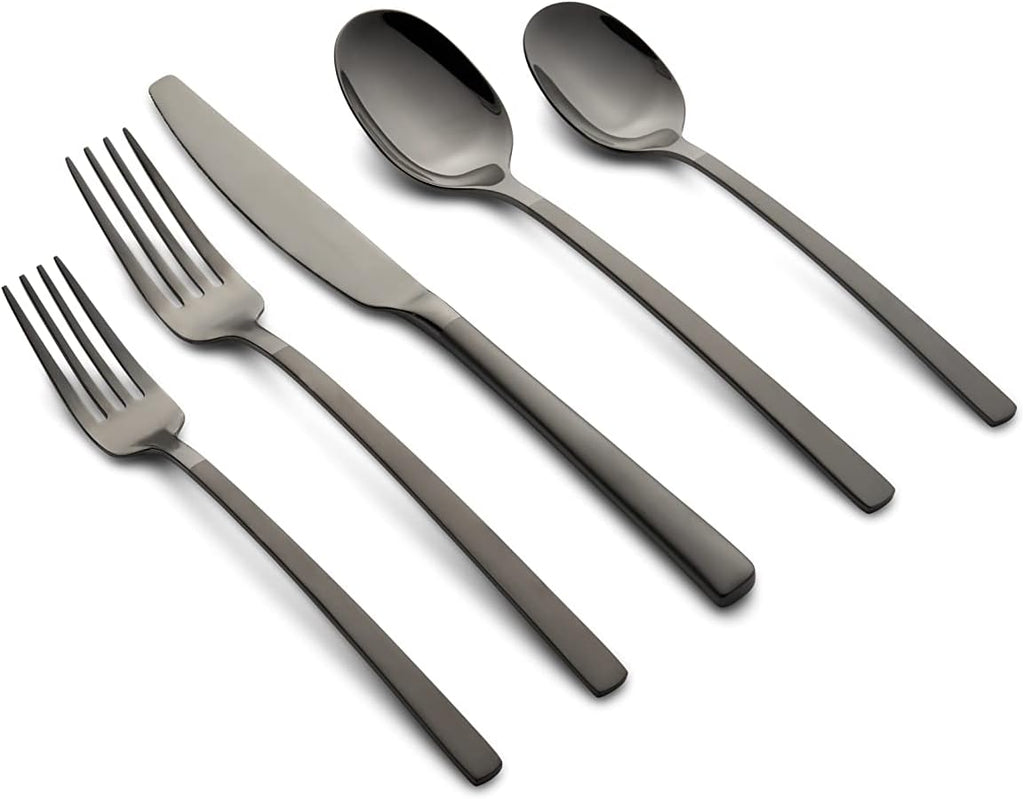Silversmiths Beacon Flatware Set, 18/0 Stainless Steel, Dishwasher Safe, Flatware Collection, Black Sand Mirror