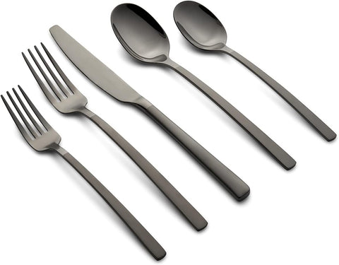 Silversmiths Beacon Flatware Set, 18/0 Stainless Steel, Dishwasher Safe, Flatware Collection, Black Sand Mirror