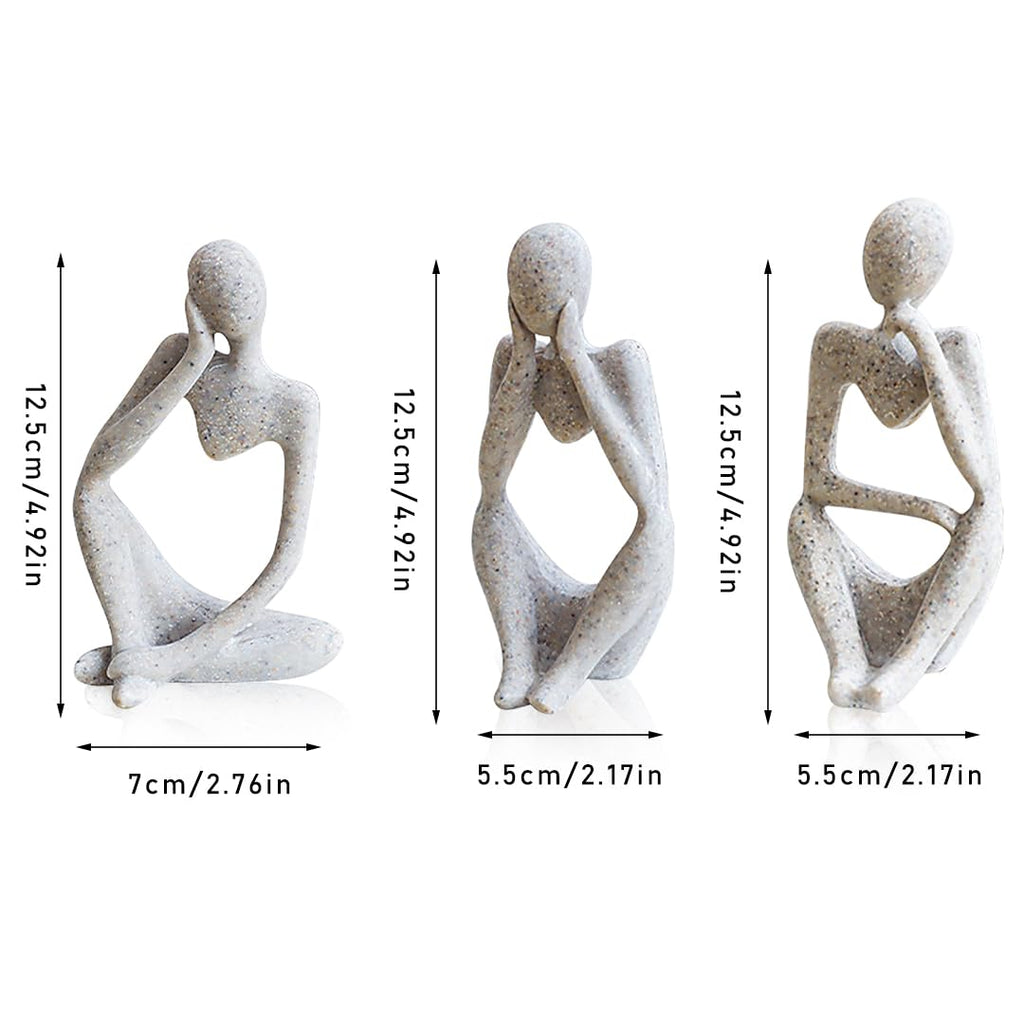 3 Pcs Thinker Sculptures Modern Bookshelf Decor Resin Thinker Statue Home Decor Aesthetic Sculpture Resin Collectible