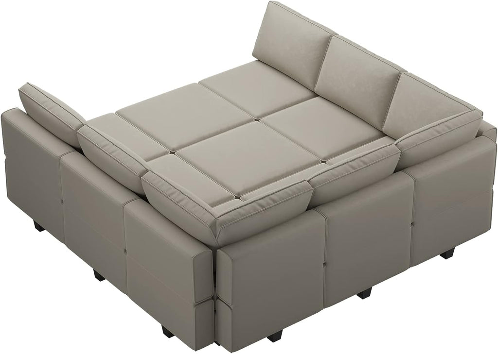 Modular Sectional Sofa with Ottomans Velvet Reversible Chaise Sleeper Bed Storage Seat Grey..., MD-S-1