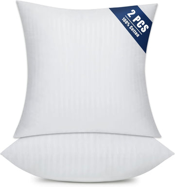 Throw Pillow Inserts, Hypoallergenic Soft & Firm Cushions with 100% Cotton Cover, 18x18 Pillows Filler - Set of 2