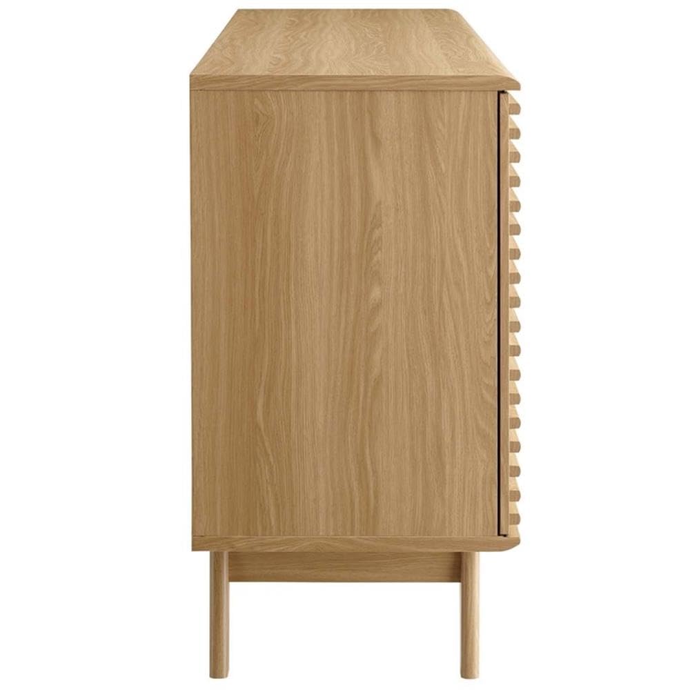 Render 63" Mid-Century Modern Sideboard Buffet Table or TV Stand in Oak