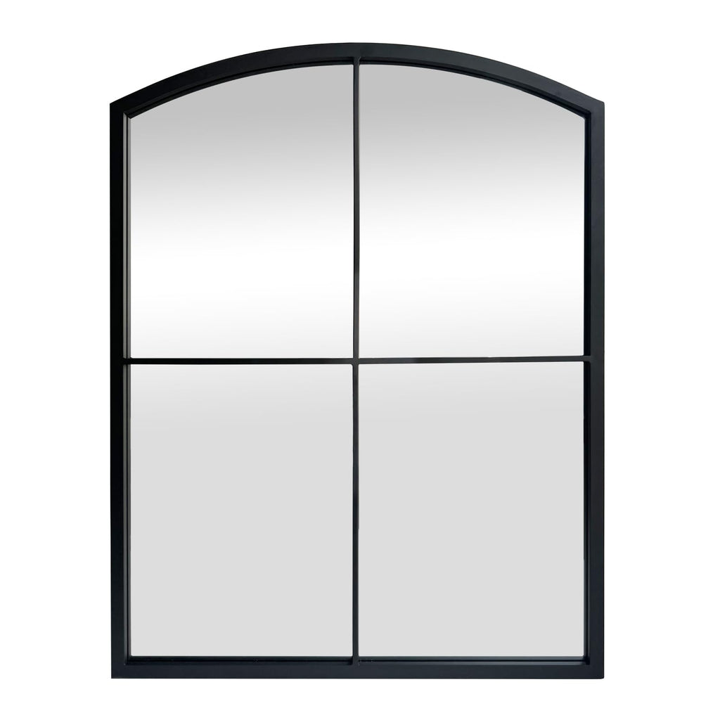 Black Window Pane Mirror, Farmhouse Arched Grid Mirrors for Fireplace/Entryway/Hallway/Living Room 28"X36"