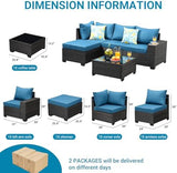 5-Piece Wicker Outdoor Patio Furniture Set | Peacock Blue All-Weather Resistant for Backyard, Garden & Porch