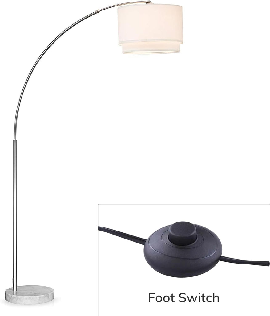 Modern Arcing Floor Lamp - Tall Stand Up Arching Drum Shade - Large Contemporary Floor Lamp s and Bedrooms - Corner